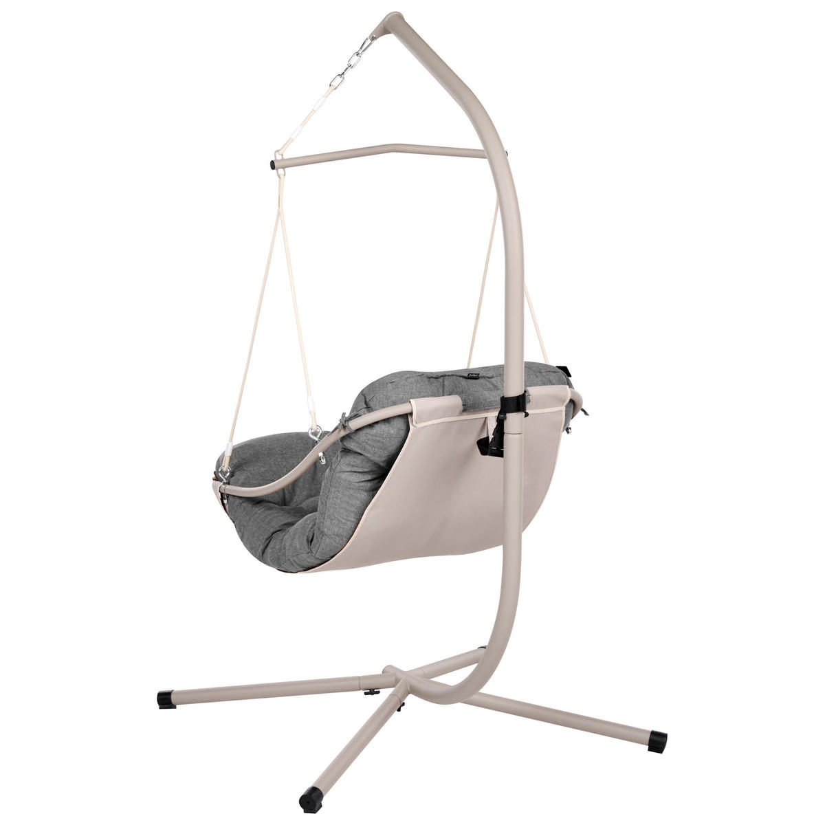 FOTOLIU SUSPENDAT cu cadru metal gri Alghero - bej/gri închis, material textil (109/195/101cm) - Beliani