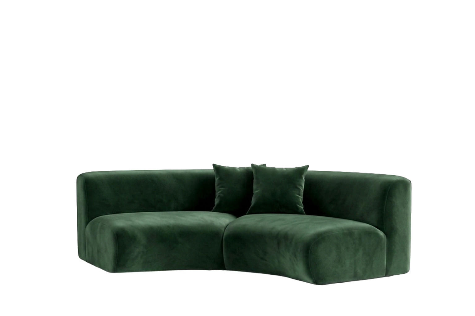 SOFA Round, Velvet-Stoff Bluvel, Grün, GRETA - Grün, Holz (294/70/89cm) - Kaiser Möbel