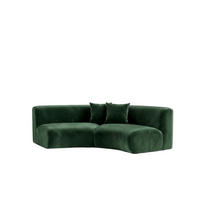 SOFA Round, Velvet-Stoff Bluvel, Grün, GRETA - Grün, Holz (294/70/89cm) - Kaiser Möbel