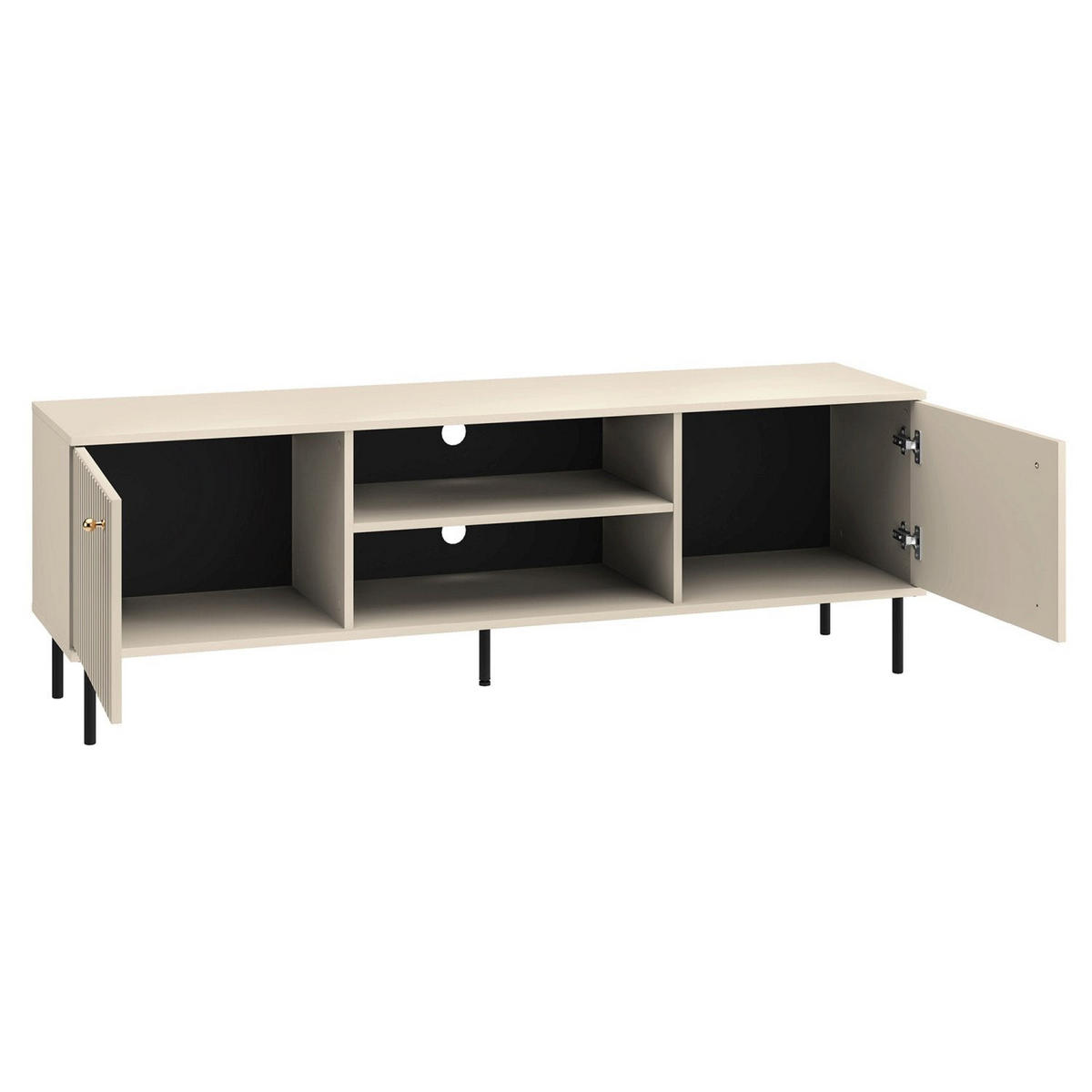 TV-LOWBOARD Caletto in Beige mit Lamellenstruktur 160/53/40 cm - Beige/Goldfarben, Holzwerkstoff/Metall (160/53/40cm) - Selsey