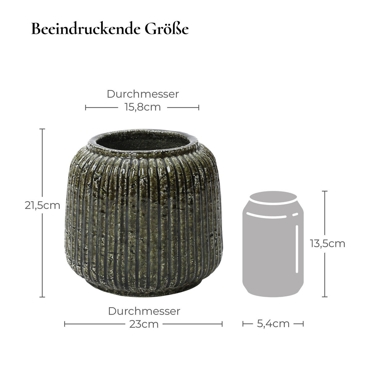 VASE, dunkelgrün aus Keramik, Ø23 x H21.5 cm - Dunkelgrün, Keramik (21.5cm) - Hometopia