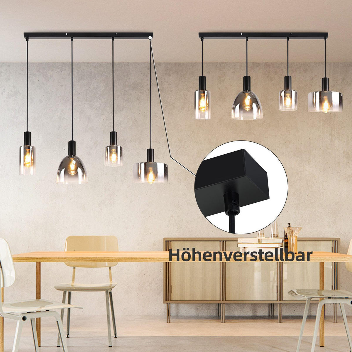 HÄNGELEUCHTE Marsiglio 78/5/180.5 cm - Schwarz, Metall (5/78/180.5cm) - Nettlife