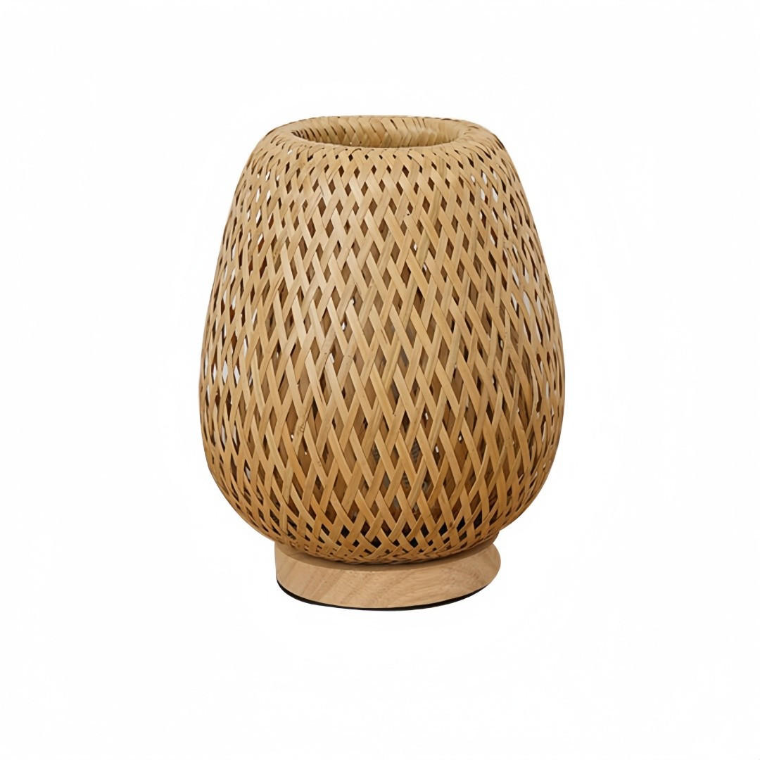TISCHLEUCHTE Doppellagen Stoffschirm Holzfuß - Braun, Naturmaterialien (21/20/25cm) - Weltevree