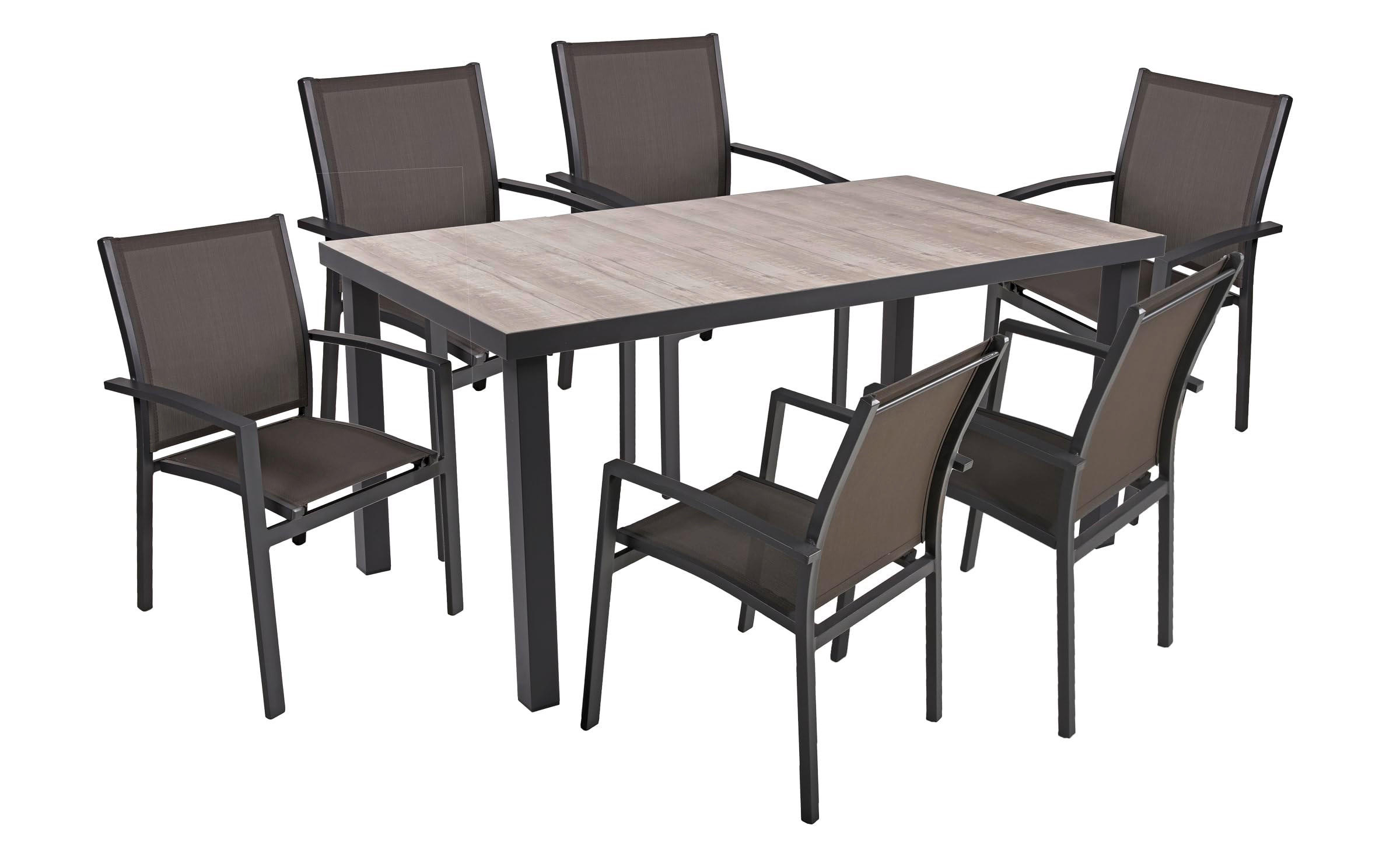 GARTEN-SITZGRUPPE Farid 7-teilig Gartenmöbel-Set - Grau, Kunststoff - DELUKE