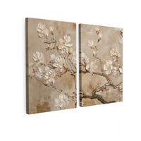 LEINWANDBILD 2er Set Beige - Blüte - Modern 120x90 cm - Greige, Textil (120/90cm) - MuchoWow