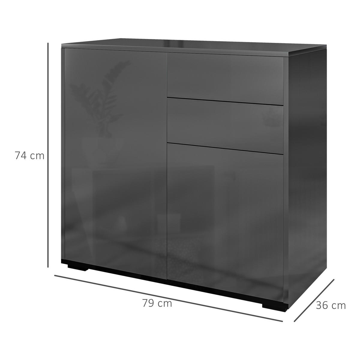 SIDEBOARD DE-11109 2 Schubladen Schwarz Hochglanz - Schwarz, Holzwerkstoff (79/74/36cm) - ComfortXL