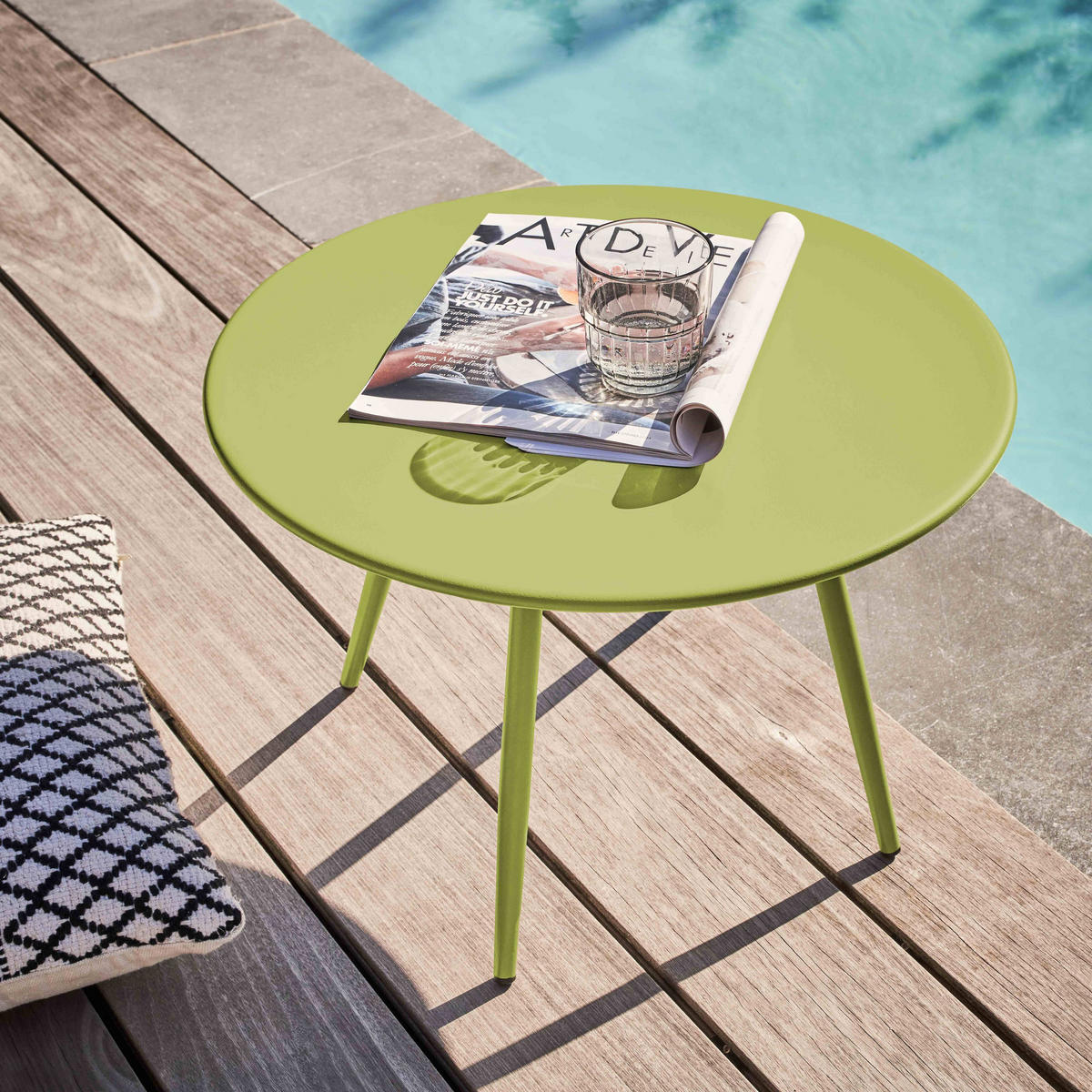 GARTEN-LOUNGETISCH, Grün - Grün, Metall (90/50/34cm) - Oviala
