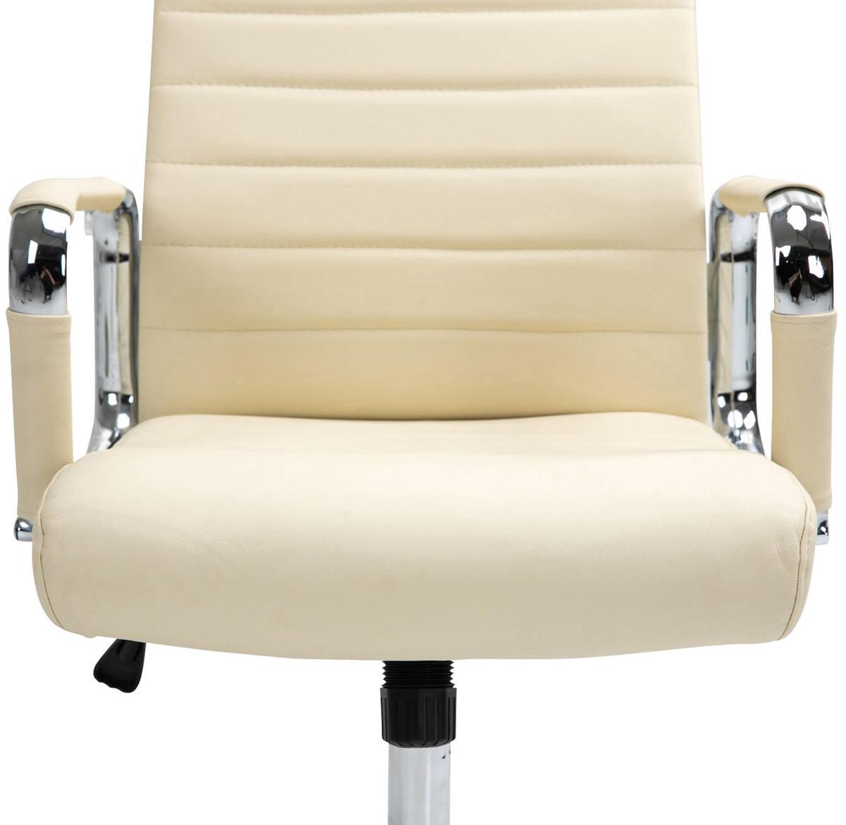 KONTORSSTOL Kolumbus äkta läder - Cremefärgad/Kromfärg, Läder (58/105/66cm) - CLP