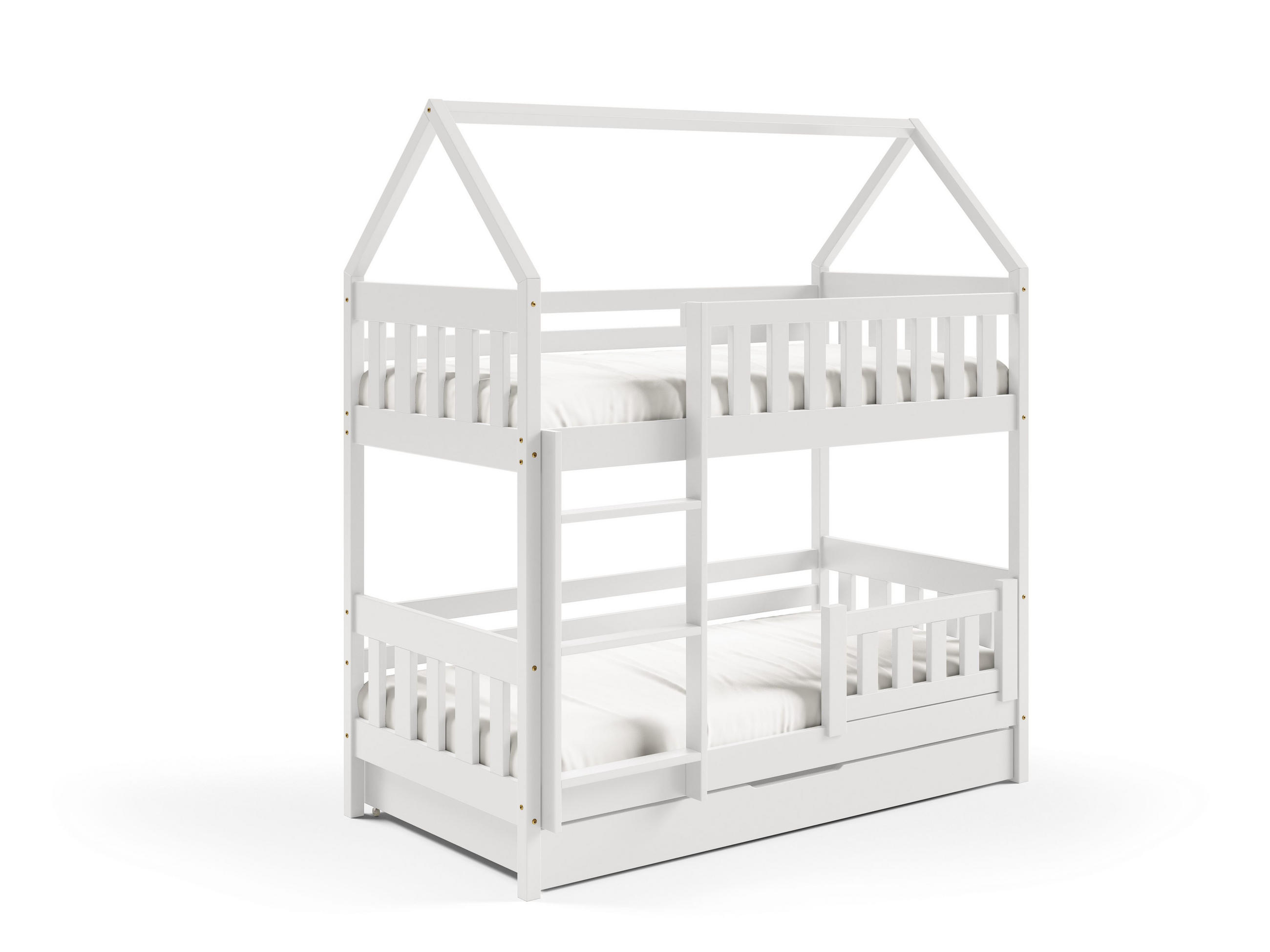 ETAGENBETT ELENA mit Bettkasten 80x190 cm Weiß - Weiß, Holz (80/190cm) - MASSENO