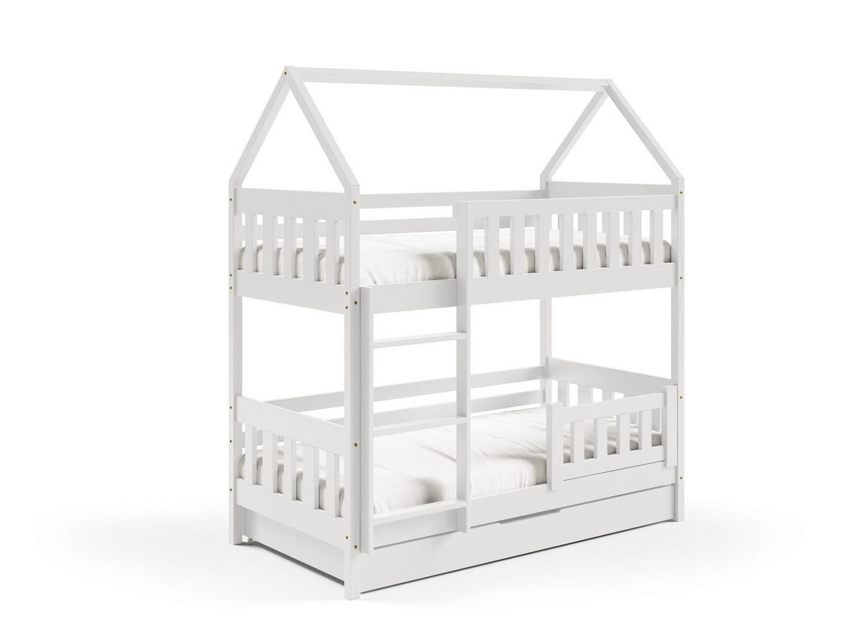ETAGENBETT ELENA mit Bettkasten 80x190 cm Weiß - Weiß, Holz (80/190cm) - MASSENO