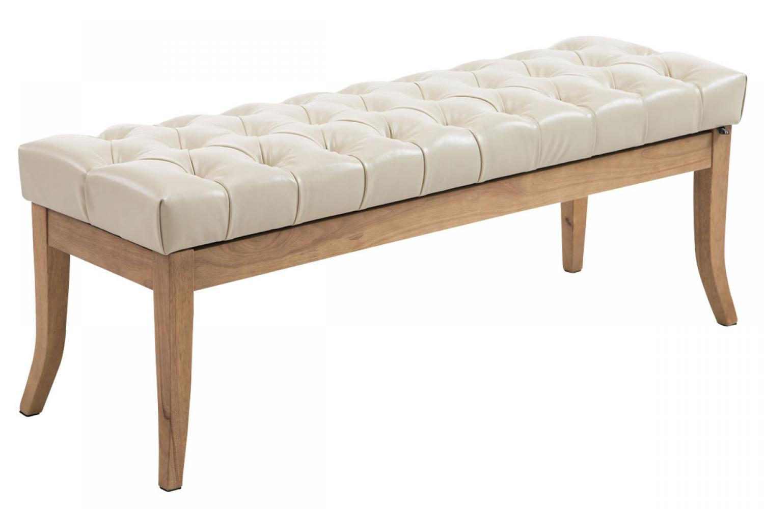 SITZBANK 120/38 cm Kunstleder Creme - Creme/Naturfarben, Holz/Textil (120/46/38cm) - CLP