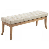 SITZBANK 120/38 cm Kunstleder Creme - Creme/Naturfarben, Holz/Textil (120/46/38cm) - CLP