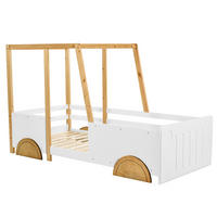 KINDERBETT 90/200 cm in Weiß & Natur mit Rädern und Schutzzaun - Weiß/Naturfarben, Holz/Holzwerkstoff (90/200cm) - WISHDOR