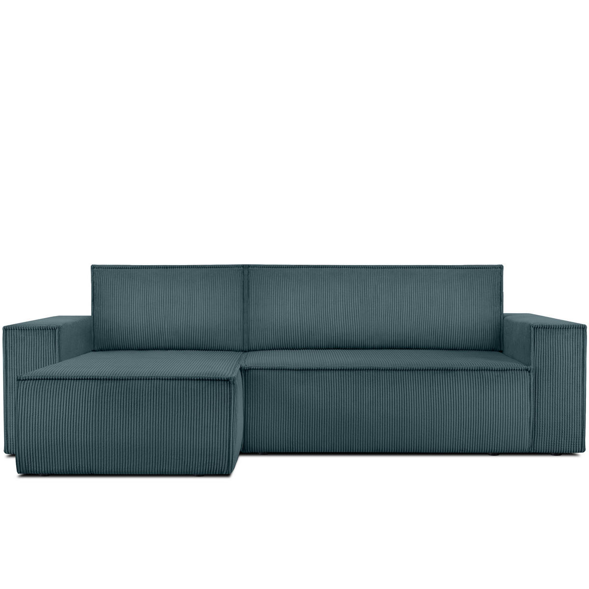 ECKSOFA-LINKS/RECHTS NAPI Schlaffunktion mit Cordbezug, Blau - Blau/Schwarz, Textil (262/148cm) - KONSIMO®
