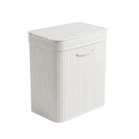 WÄSCHEKORB aus Bambus 100 l 55/35/60 cm - Weiß, Naturmaterialien (35/60/55cm) - NUXIO