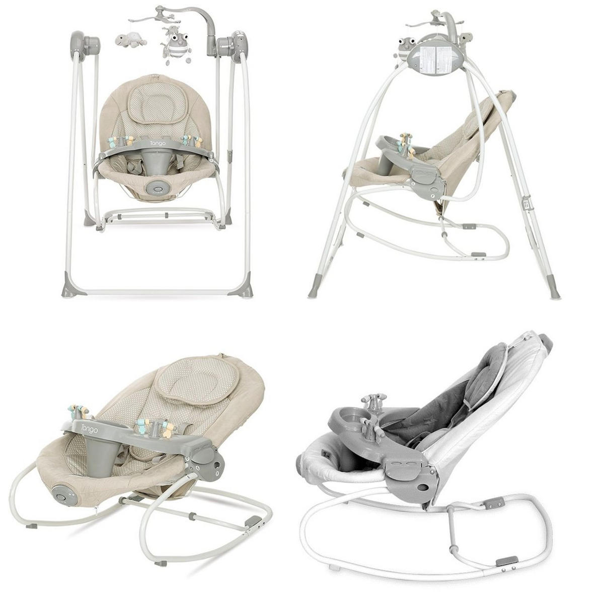 BABYWIPPE Tango 2 in 1 braun MP3-Funktion, Fernbedienung, Mobile, 5-Punkt-Gurt, Vibration - Braun, Metall - Lorelli