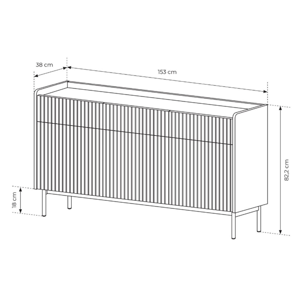 SIDEBOARD Liwelo Greige 153 cm - Taupe, Holzwerkstoff/Metall (153/82.2/38cm) - Selsey