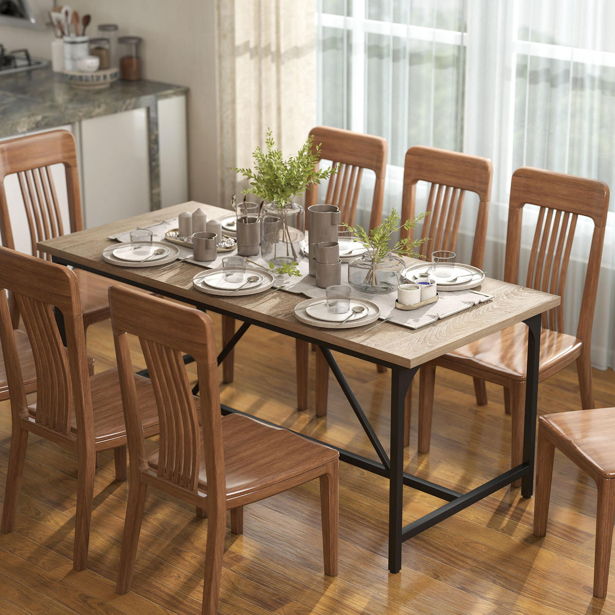 ESSTISCH DE-08424 rechteckig, 180 cm für 6-8 Personen Natur - Naturfarben, Holzwerkstoff (180/80/75.5cm) - ComfortXL