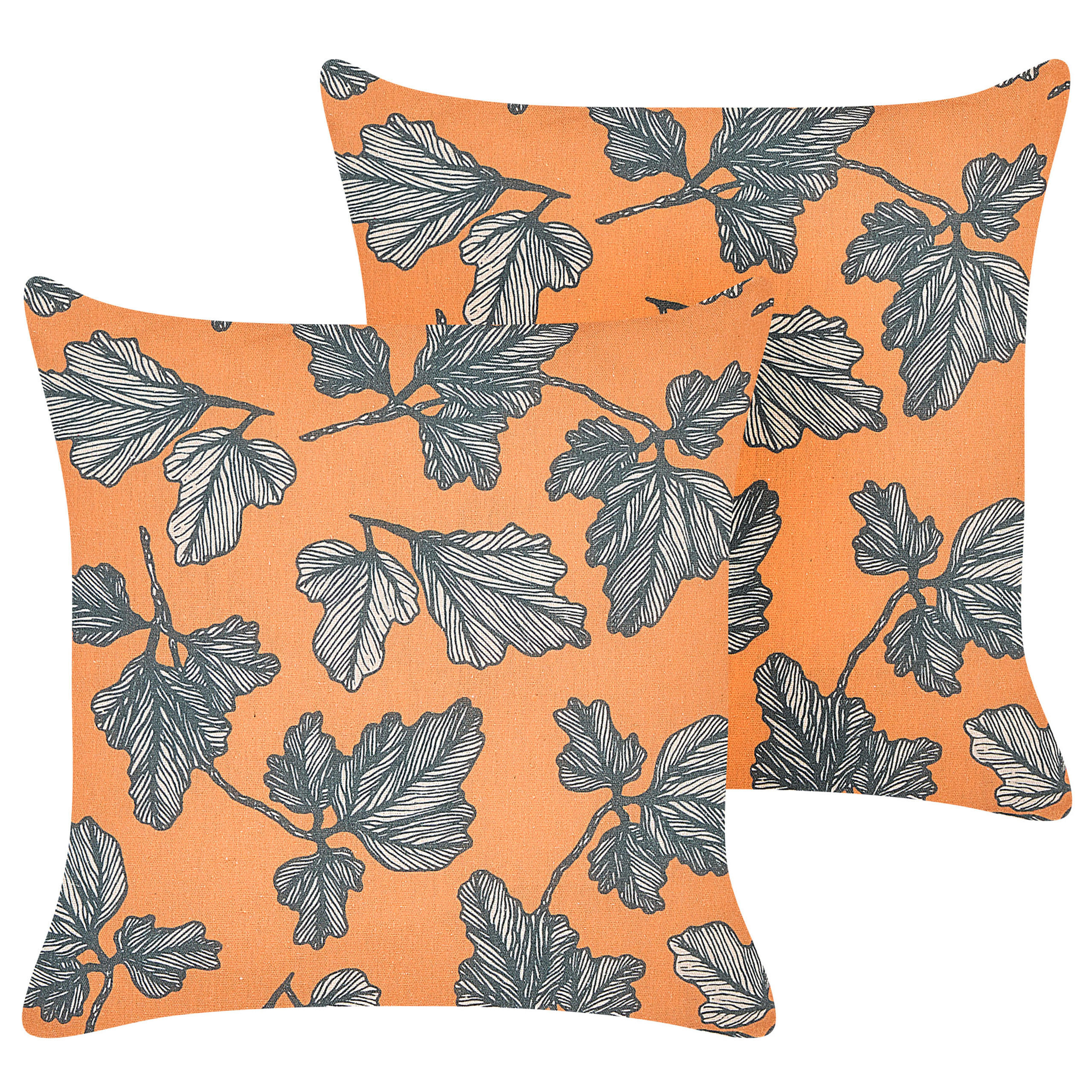 DEKOKISSEN 2er-Set Orange 45/45 cm Spirea - Orange, Textil (45/45cm) - Beliani