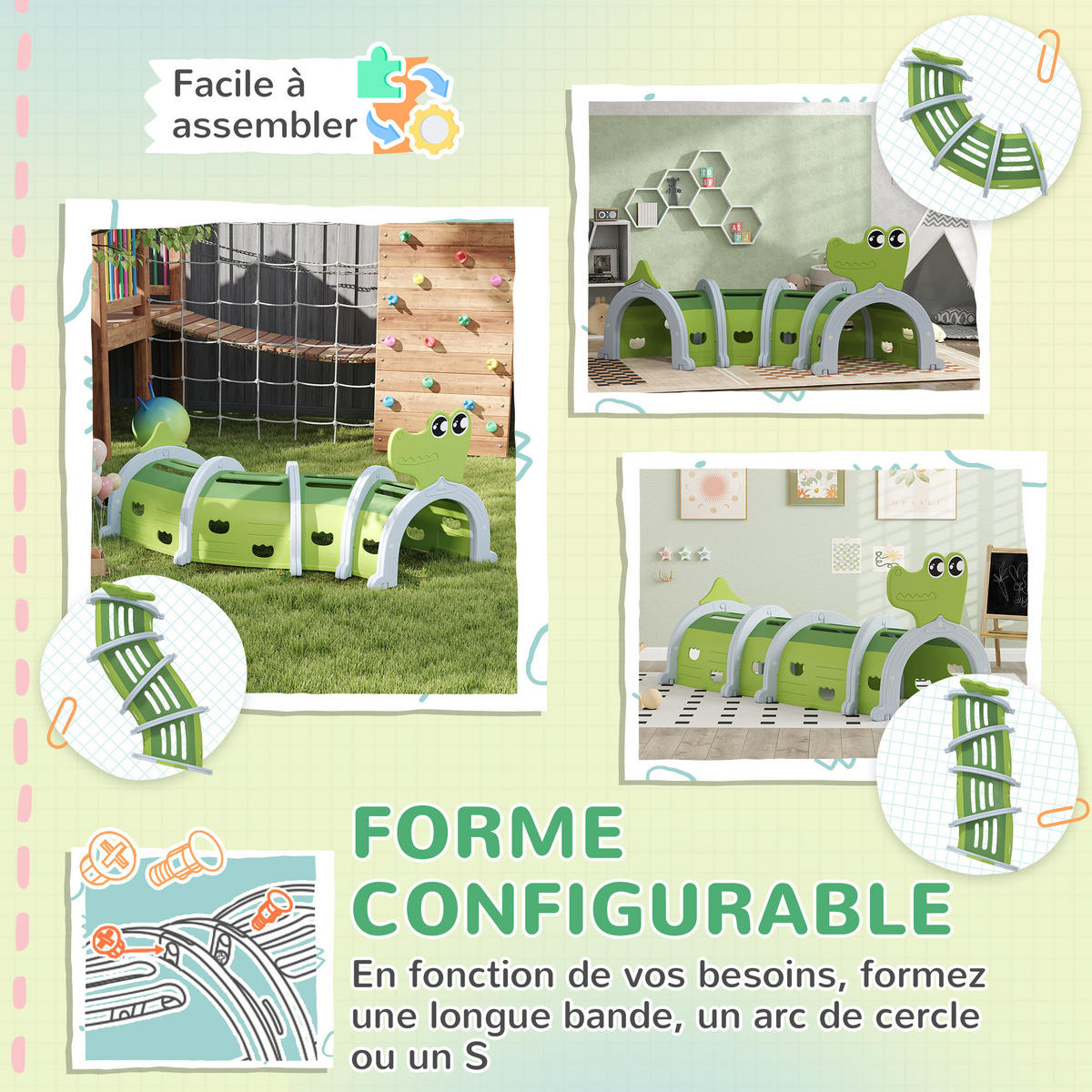 SPIELTUNNEL DE-18385 Grün - Grün, Kunststoff (88/92/194cm) - ComfortXL