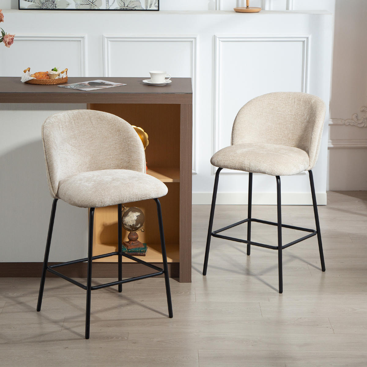 BARHOCKER 2er-Set Beige 55.0/50.0/93.0 cm - Beige, Textil (50/93/55cm)