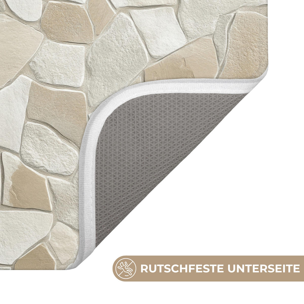 KÚPEĽŇOVÁ PREDLOŽKA Mozaika - Kamienky - béžová 60x40 cm - krémová/béžová, textil/plast (60/40cm) - OnlyWow
