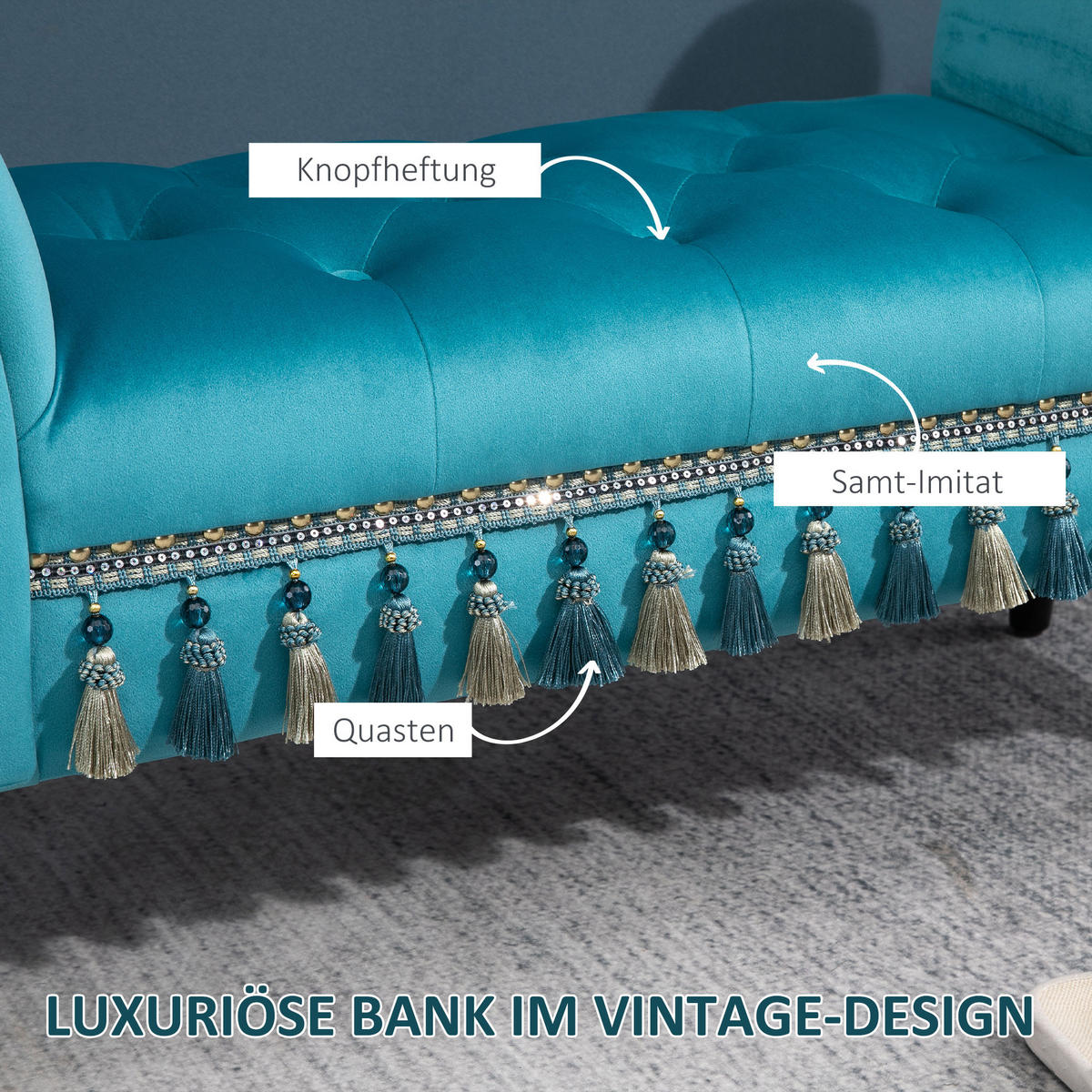 POLSTERBANK, Polyester, Kautschu,k Schaumstoff, Blau, 117 x 40 x 58 cm - Blau, Kunststoff (40/58/117cm) - HOMCOM