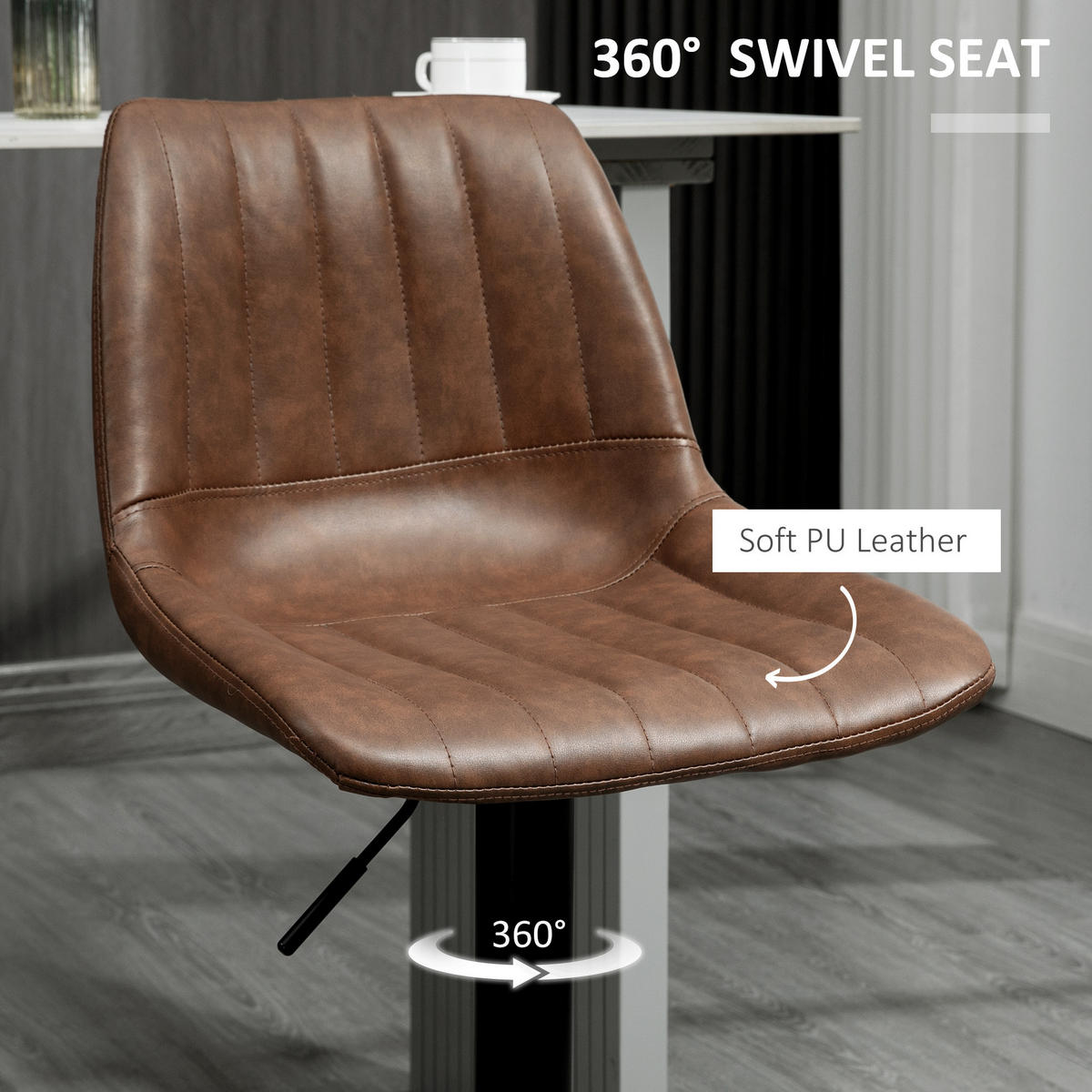 BARHOCKER DE-35975 2er Set mit Kunstlederbezug Braun - Braun, Metall (49.5/111/43cm) - ComfortXL