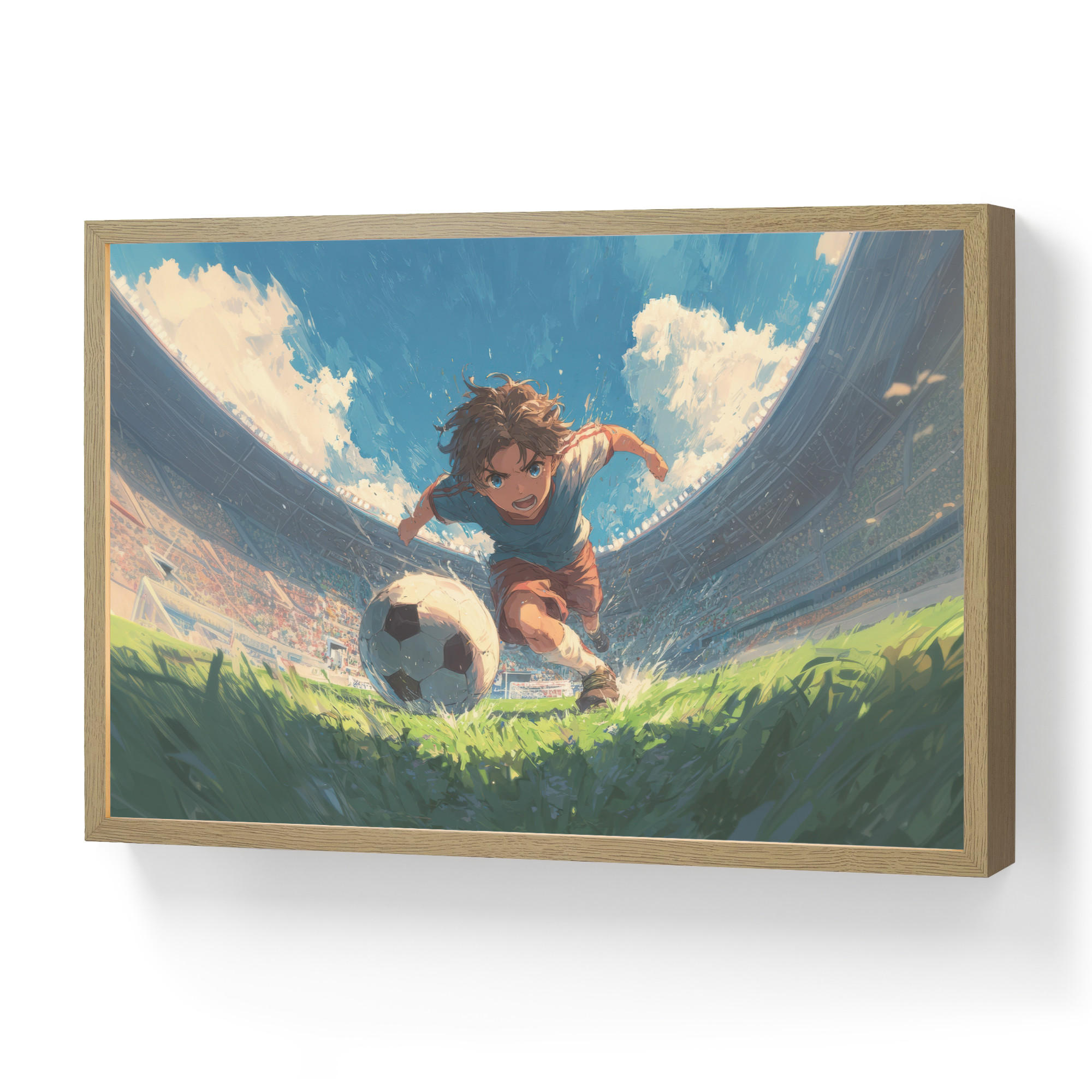 OnlyWow NÁSTĚNNÁ LAMPA S AKUMULÁTOREM Stadion - Fotbalista - Míč 60x40 cm
