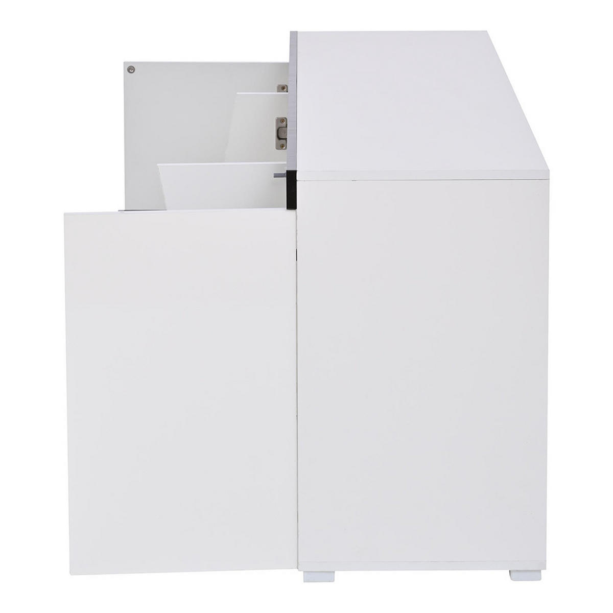 SIDEBOARD 140 x 40 x 65 cm mit LED-Lichtleiste ,Abgewinkeltes Design - Weiß, Holzwerkstoff (40/65/140cm) - KOMHTOM