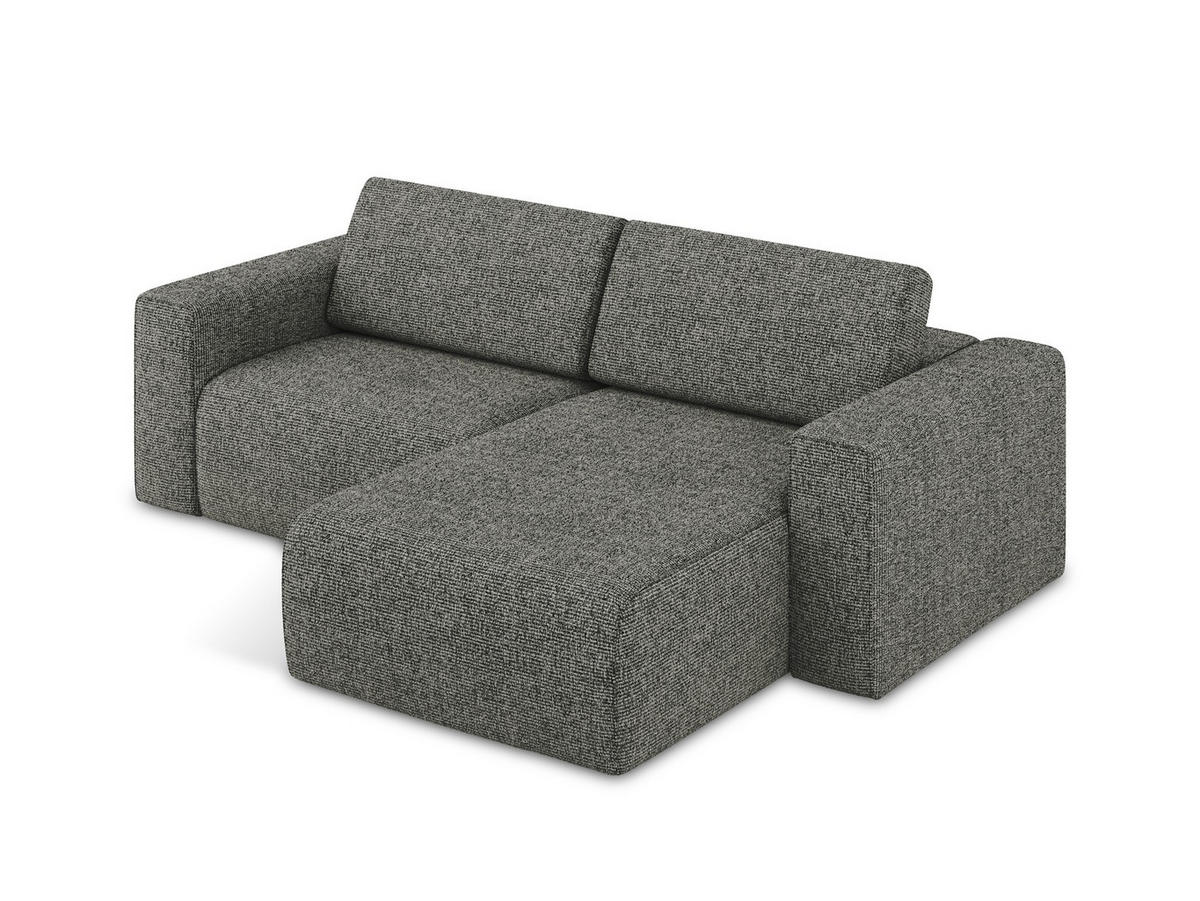 ECKSOFA Rechts Strukturstoff Stoff Grau - Dunkelgrau/Schwarz, Kunststoff/Textil (224/167cm) - Makamii