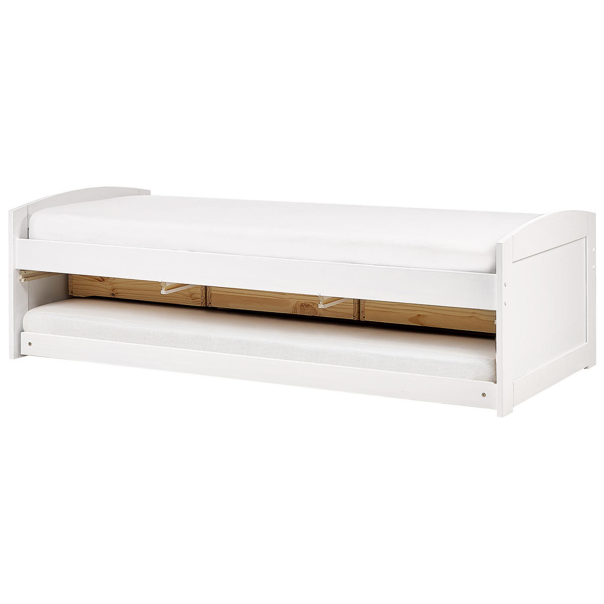 UTDRAGBAR SÄNG 90x200 cm vit Petiville - Vit, Trä (90/200cm) - Beliani