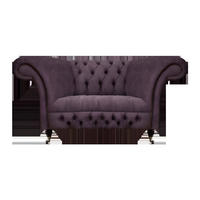 SESSEL Lila Polyester 130x90x80 cm Chesterfield - Lila, Textil (90/80/130cm) - JVmoebel