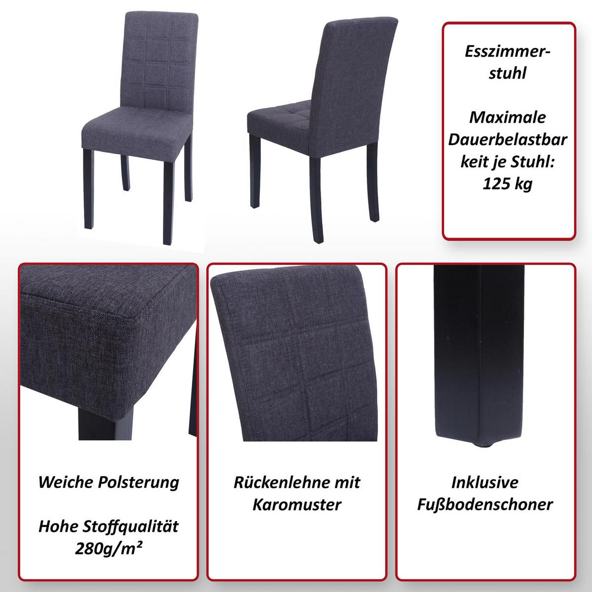 ESSZIMMERSTUHL O65B Grau - Grau, Textil (42/91/53cm) - MCW