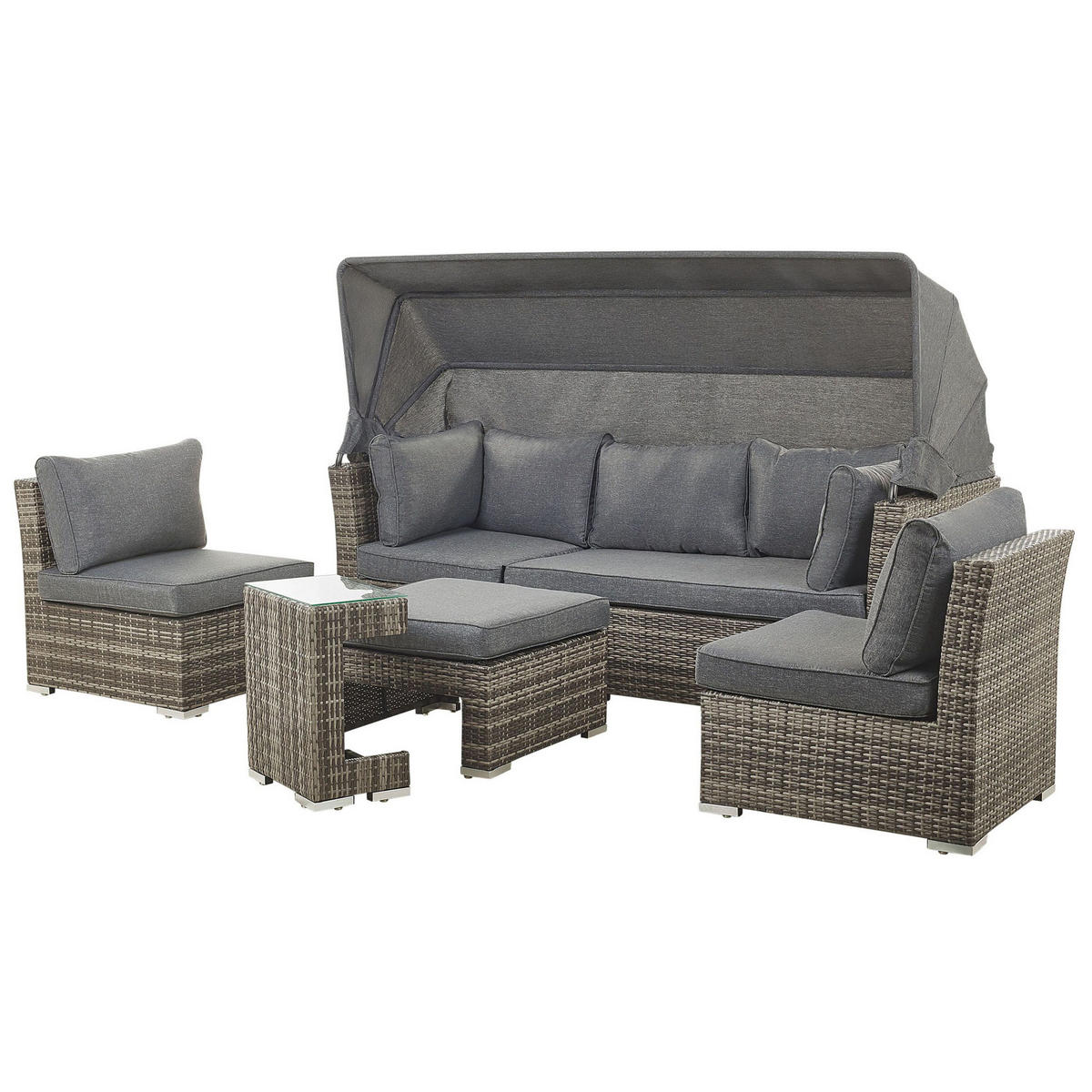 LOUNGE SET 6-Sitzer Dunkelbraun modular Corte - Dunkelbraun, Kunststoff - Beliani