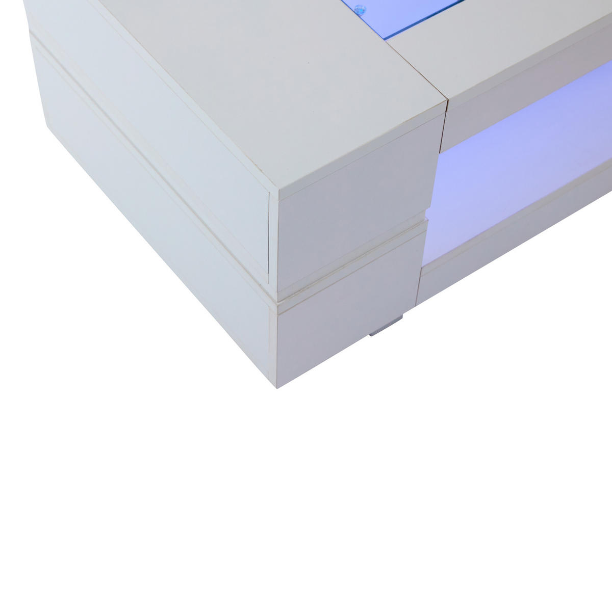 KONFERENČNÍ stolek, 100/50/35 cm bílý, s LED osvětlením a skleněnou deskou - bílá, kompozitní dřevo (100/50/35cm) - BEAOK