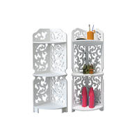 ECKREGAL 3-Stufiges aus MDF-Platten in Weiß mit dekorativen Schnitzmustern Modernes Design Vielseitig einsetzbar 21 x 21 x 80 cm - Weiß, Kunststoff (21/80/21cm) - Livingandhome