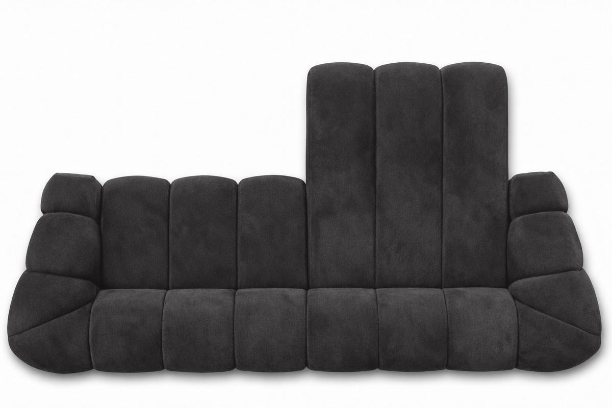ECKSOFA Modulare L-Form, Veloursstoff Bluvel, Schwarz, Rechts, CROISSANT L - Schwarz, Holz (305/190cm) - Kaiser Möbel