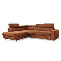 ECKSOFA VELISS Braun Kordstoff mit Schlaffunktion - Braun, Holz (255/193cm) - MASSENO