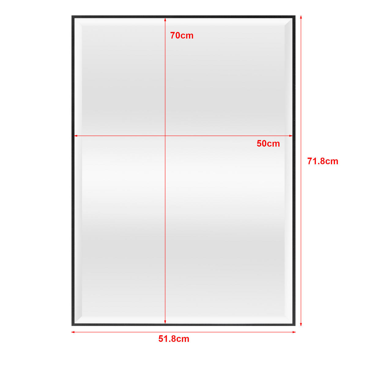 WANDSPIEGEL Novoli - Schwarz, Glas/Kunststoff (50/4/70cm) - [en.casa]