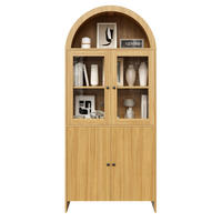 VITRINENSCHRANK 78/40/176 cm mit Glastüren, gewölbtem Design und Wellenfront aus Spanplatte, Natur - Naturfarben, Holzwerkstoff (78/176/40cm) - Redom