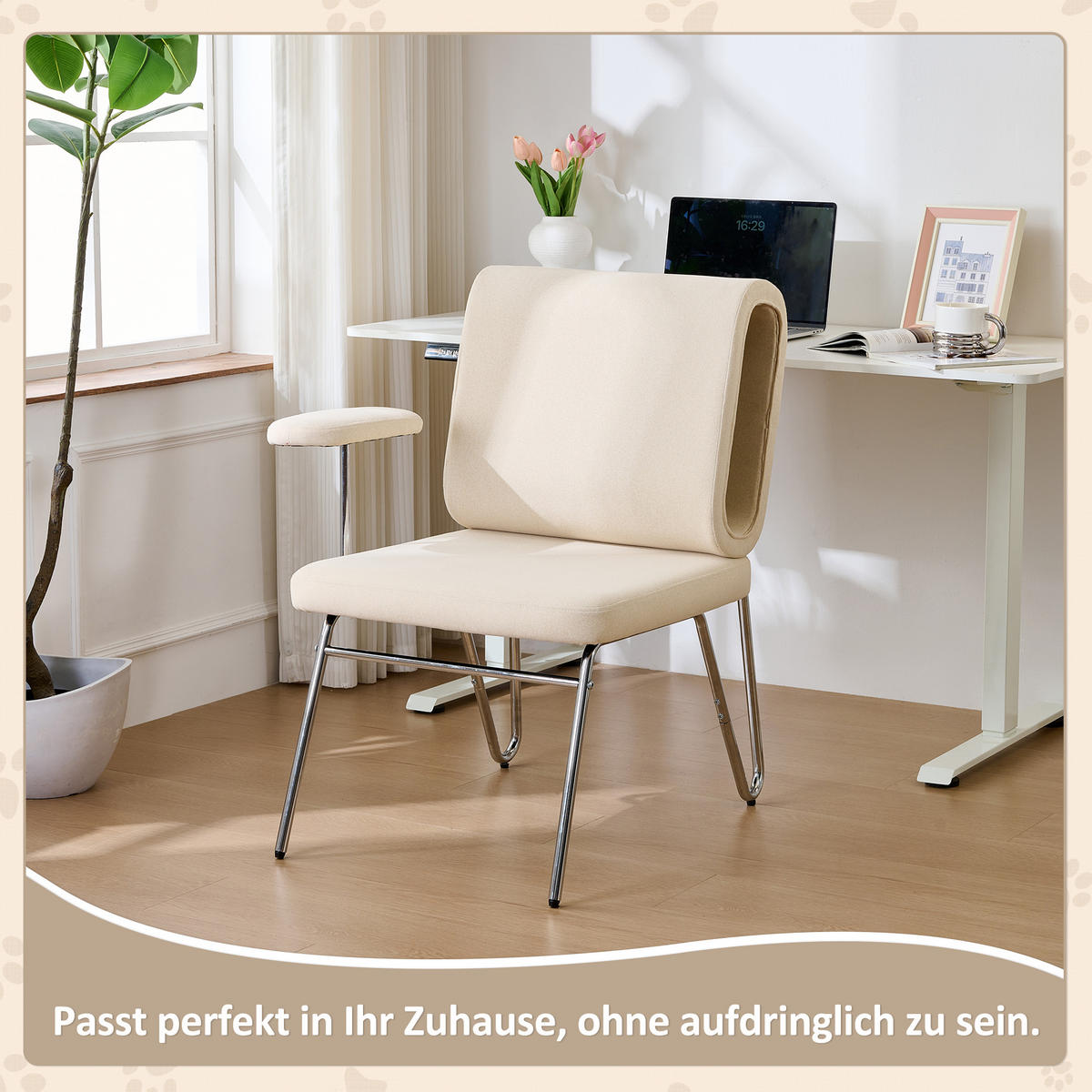 BÜROSTUHL Stoff mit Katzenhöhle 77/70/89 cm Beige - Beige, Textil (70/89/77cm) - Redom