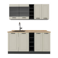 SINGLEKÜCHE R-Line, Sand Landhaus/Anthrazit, 160 cm Arbeitsplatte Goldkraft Eiche - Beige/Anthrazit, Holzwerkstoff (160/81.6/60cm) - Vicco