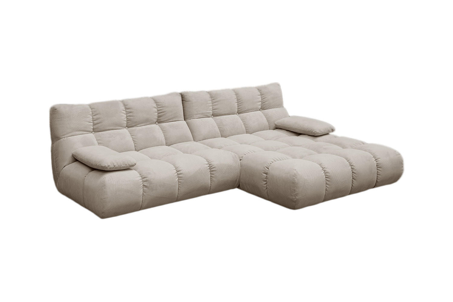 ECKSOFA VIVIEN Beige Cord - Beige/Schwarz, Kunststoff/Textil (290/178cm) - KAWOLA