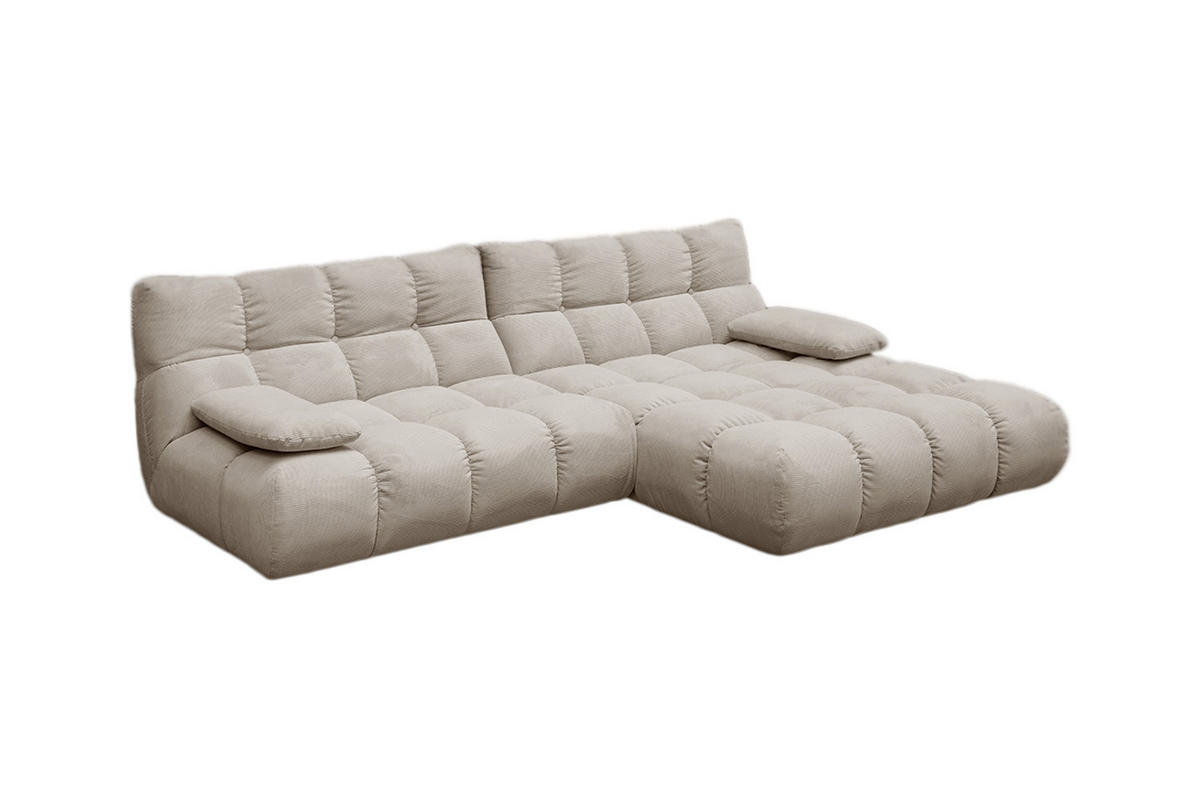 ECKSOFA VIVIEN Beige Cord - Beige/Schwarz, Kunststoff/Textil (290/178cm) - KAWOLA