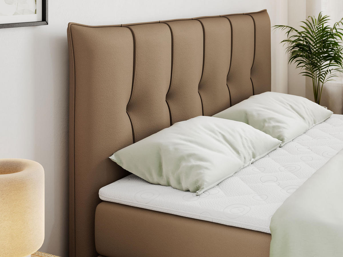 BOXSPRINGBETT PREMIUM 11 KING 120/200 Braun Kunstleder - H4 - Braun, Holz/Textil (120/200cm) - MKS