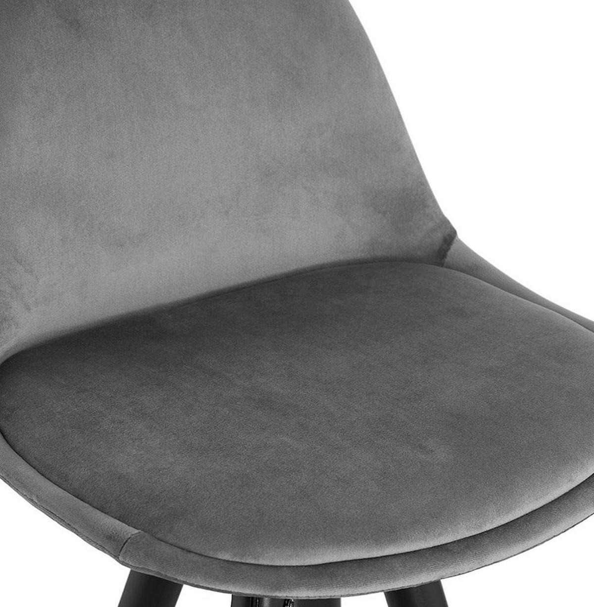 BARHOCKER Samt Holzbeine Sitzhöhe 75cm Eleganter Stil LURALI, Grau 41x41x97 cm - Schwarz/Grau, Buchenholz/Textil (41/97/41cm) - KADIMA DESIGN