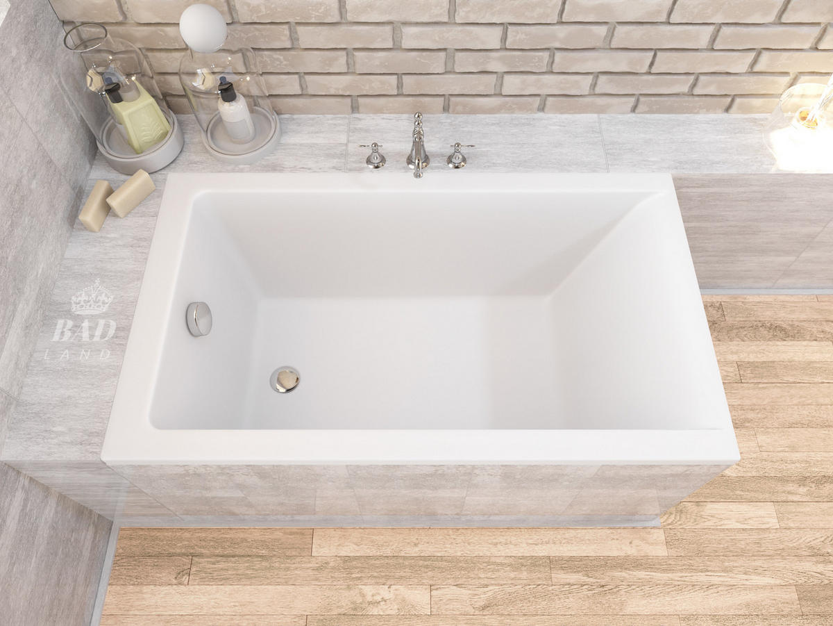 BADEWANNE Rechteck CAPRI 100/70 Ablauf & Füße - Weiß, Kunststoff (70/54.5/100cm) - bad land