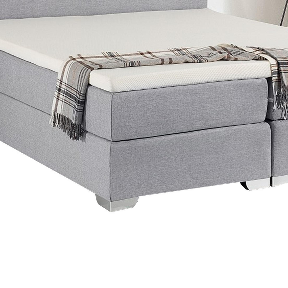 BOXSPRINGBETT 180/200cm Hellgrau President - Hellgrau, Textil (180/200cm) - Beliani