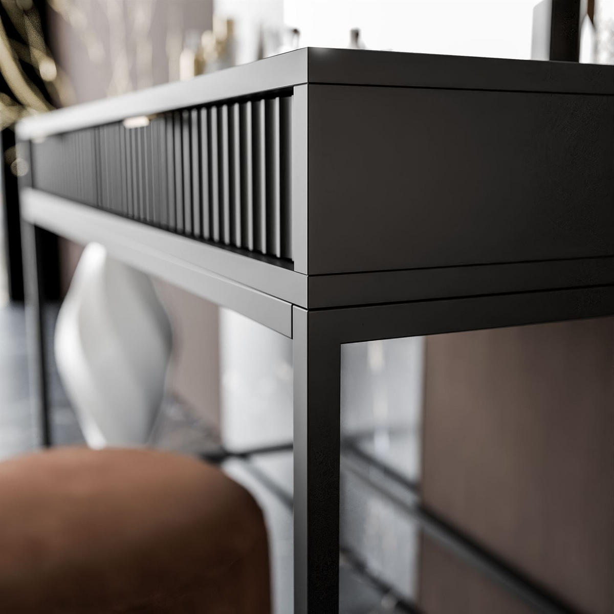 SCHMINKTISCH MIT SPIEGEL CORTADO ELITE SCHWARZ - Schwarz, Holzwerkstoff (104/78/50cm) - Lookway